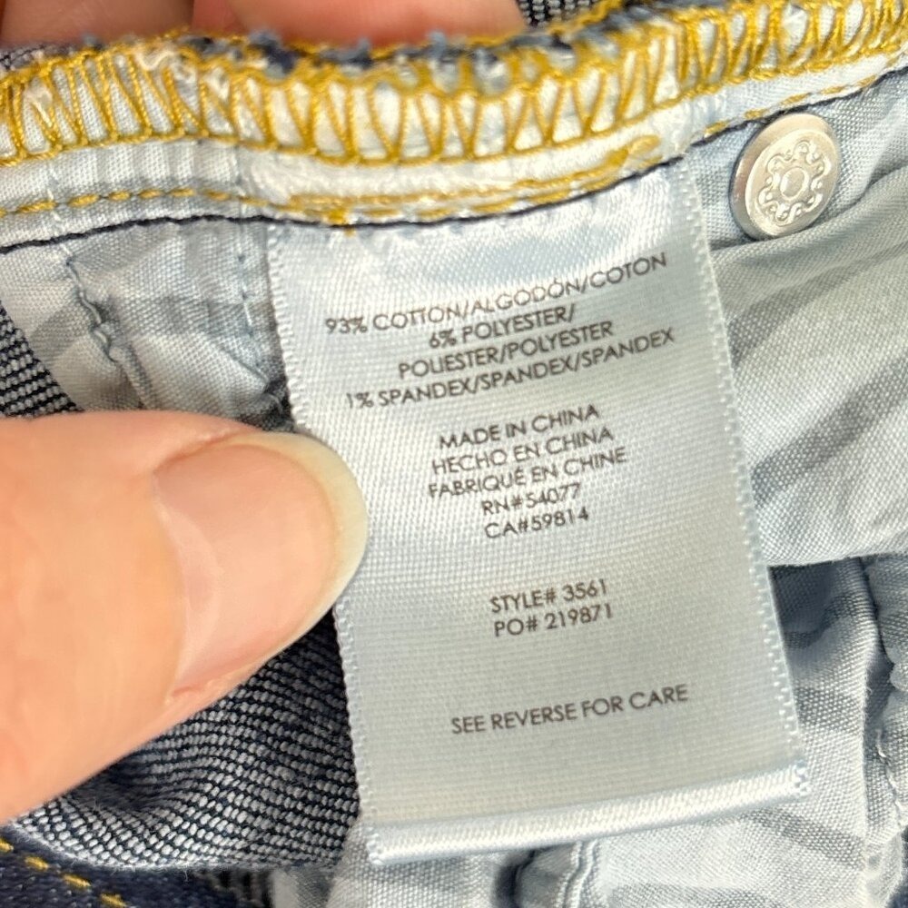 Cabi High Straight Jeans Women's Size 0‎ Medium Wash Distressed Stretch Denim - Picture 11 of 16
